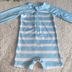 Izod Blue Striped Rash Guard Swimsuit 12M Baby Boy GUC